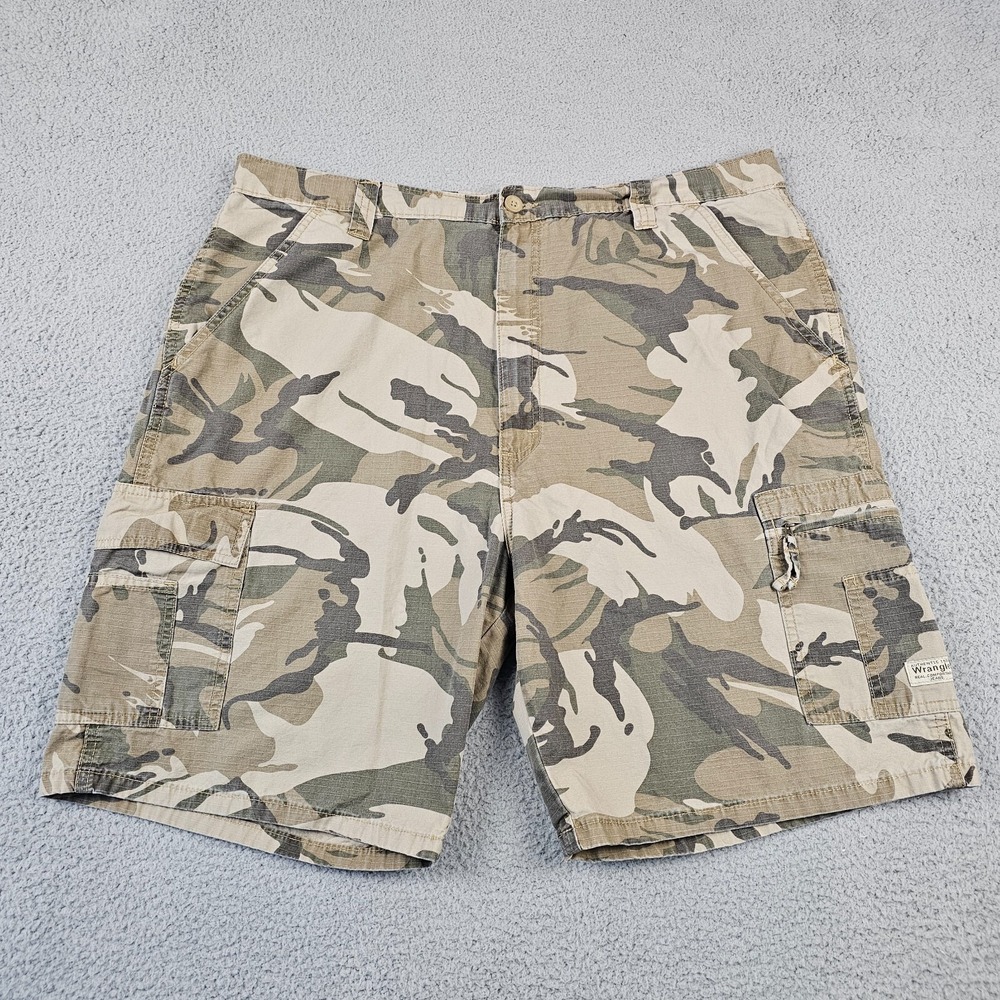 Wrangler Cargo Shorts Mens 40 Green Camo Ripstop Cotton Relaxed Fit‎ 600TWCG